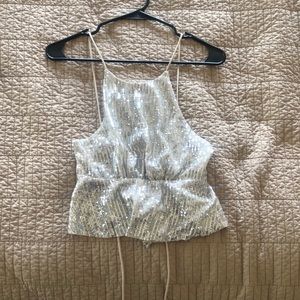 Sequin fold & silver cross back